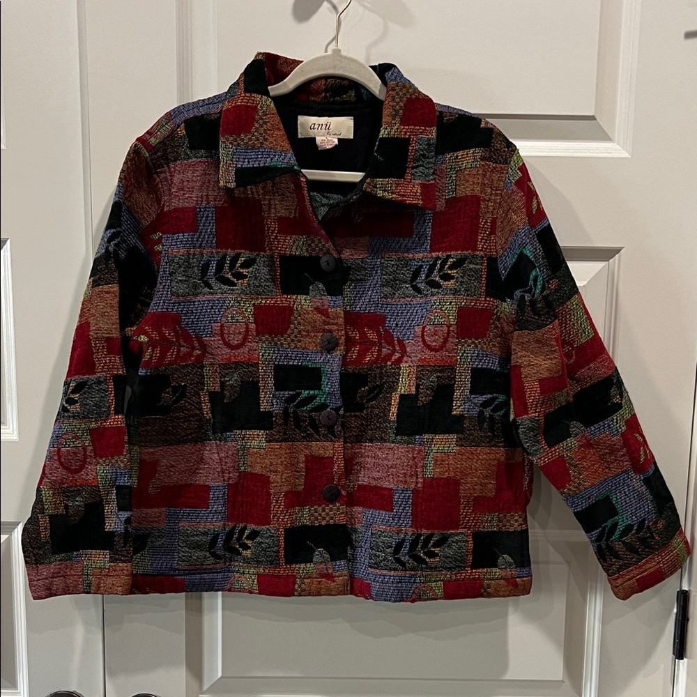 Anu by natural Tapestry Colorful Patterned Woman’s Jacket Sz L